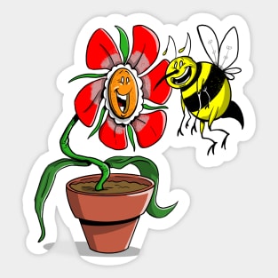 Flower and Bee Sticker